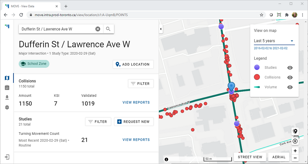 A screenshot of a split screen with detailed data on the left, and a map with visual data on the right