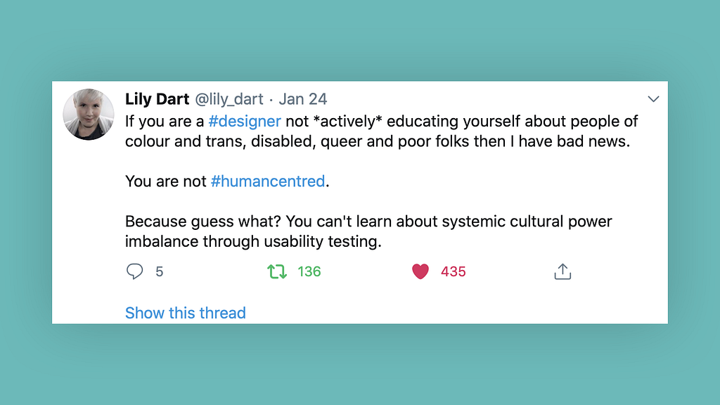 Screenshot of a tweet by Lily Dart. Link to the original tweet in the image description.