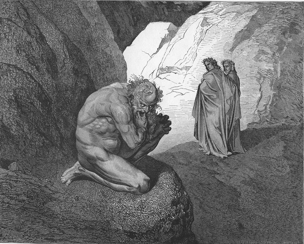 Dante’s inferno canto 7, Plutus illustration of Gustave Doré.