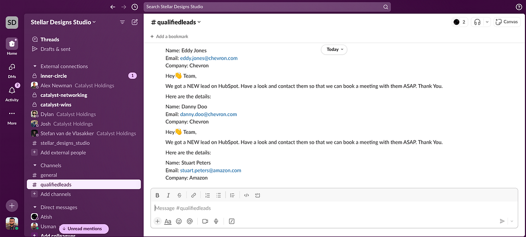 New messages in Slack