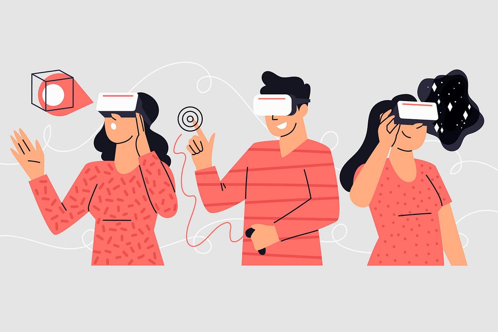 illustration of people using VR headsets