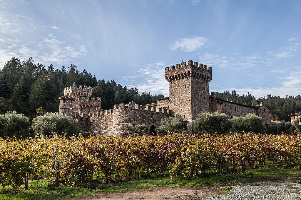 The Castello di Amorosa from the vineyards
