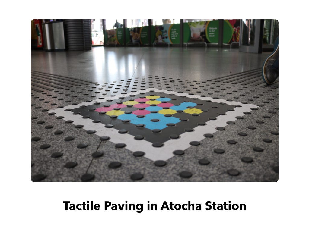 Tactile Paving with a NaviLens code fit to it that does not disturb the original design.
