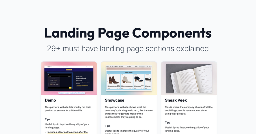 Landing Page Components & Sections — 29 must have components