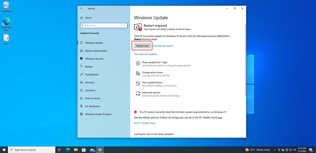 Windows-Update-Screen-Install-KB5034122-on-Windows-10