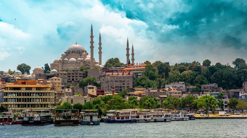 River view of Hagia Sofia in Istanbul, Turkey