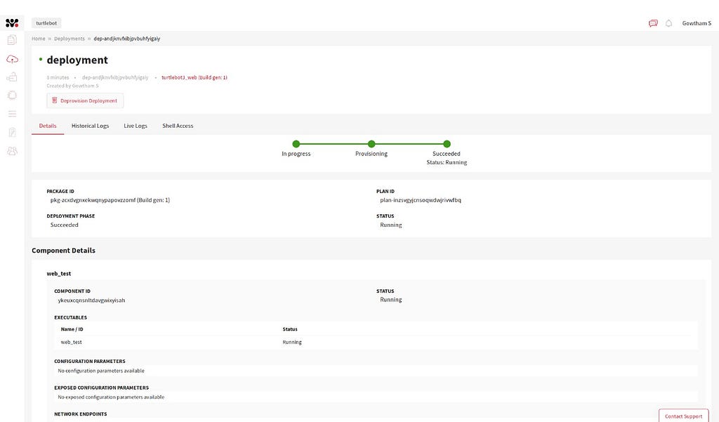 Deployment Phase is Succeeded and Status is Running.