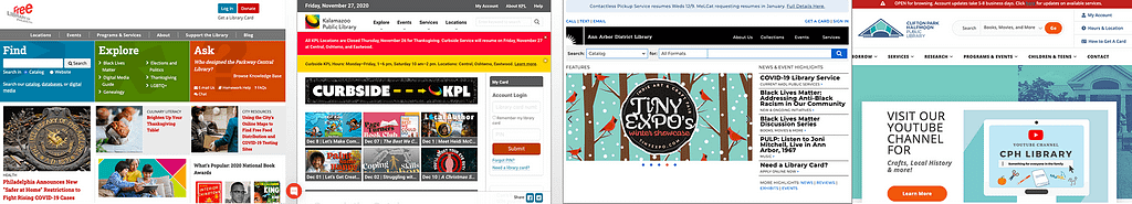 An image of four other, well designed,  public library sites.