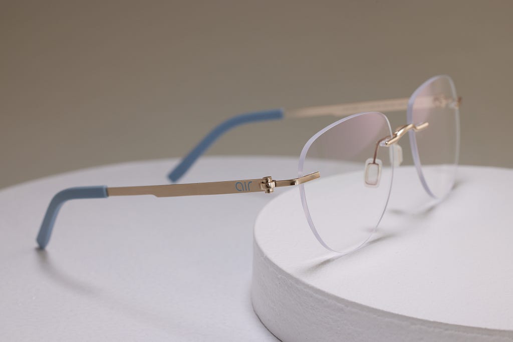 Gold Rimless Aviator Eyeglasses