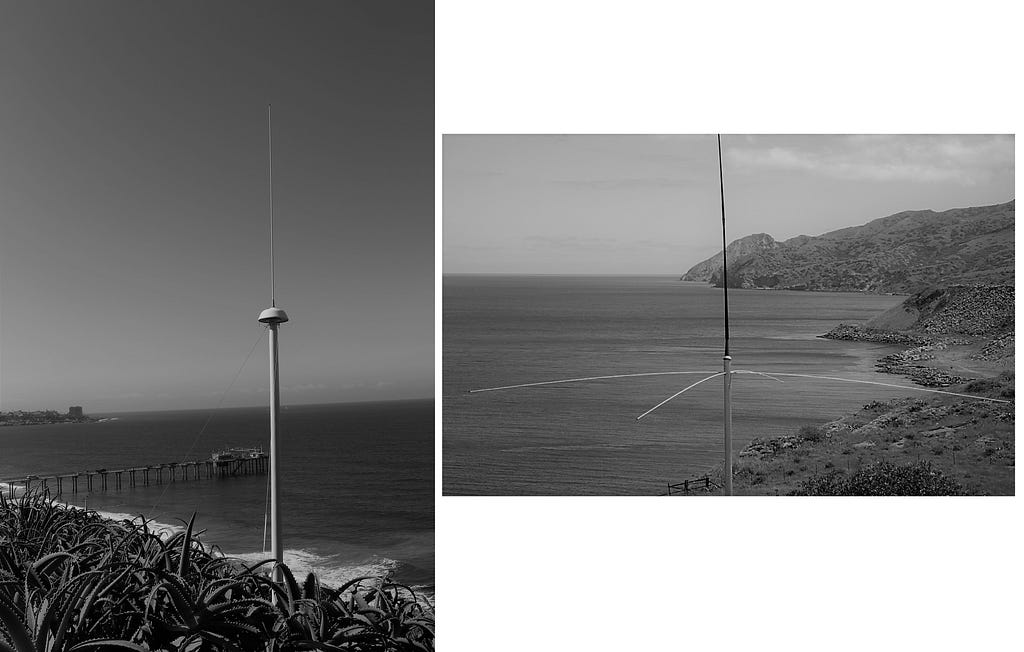 Two photos of a high frequency radar.