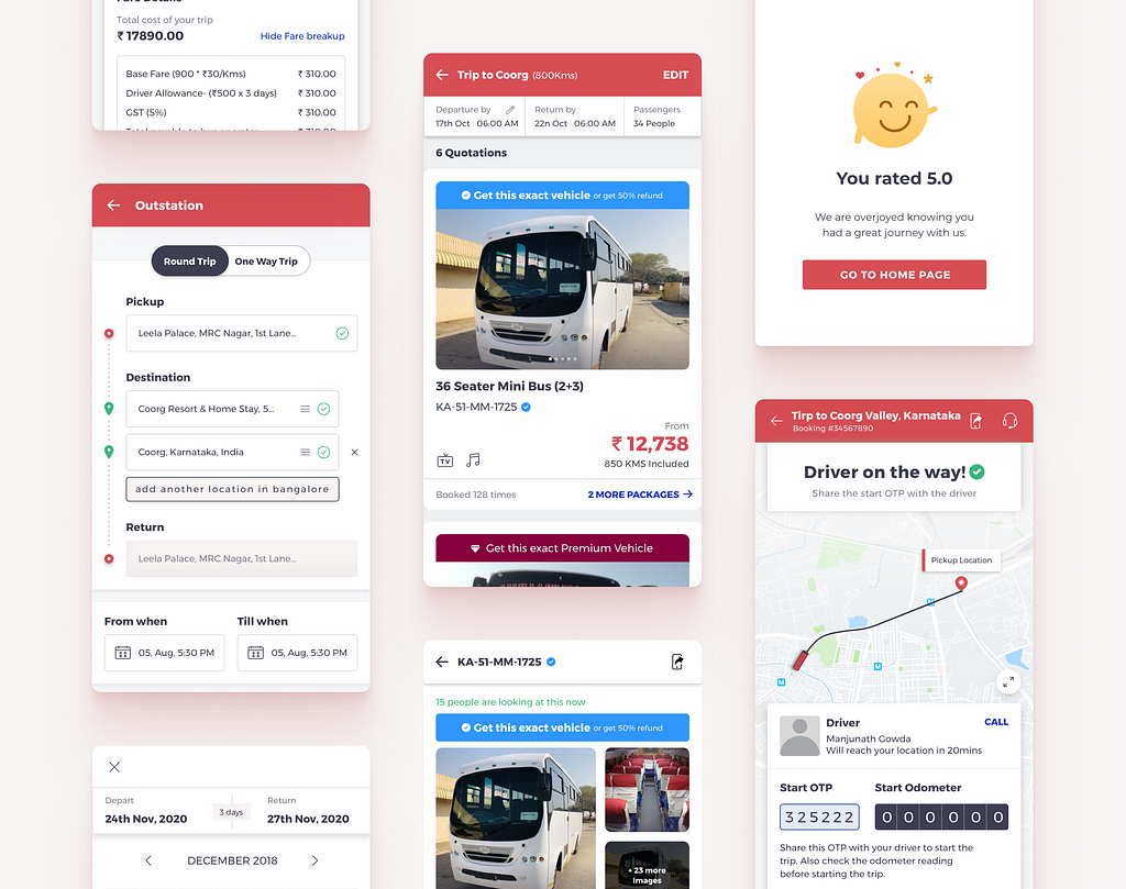 redBus Hire User Interface