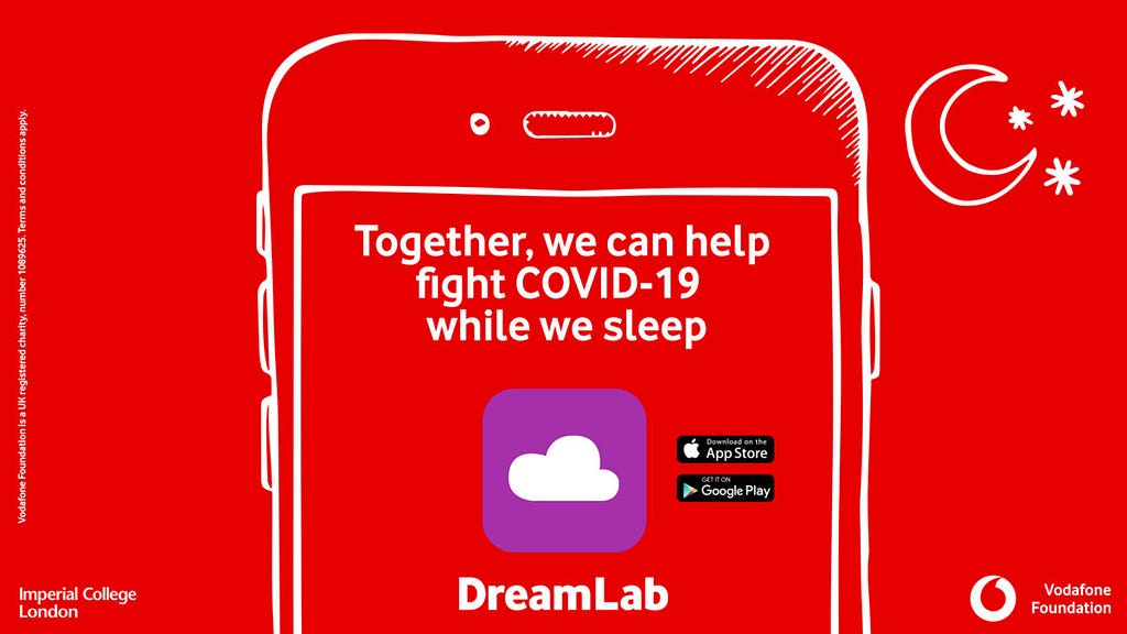 Dream Lab uses the performance of your mobile device to research the coronavirus. Source: Vodafone