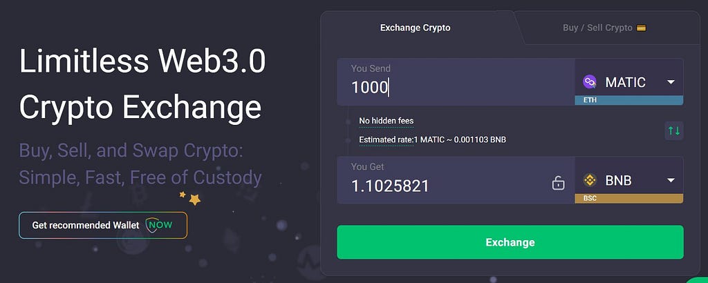 Exchange MATIC for BNB with ChangeNow