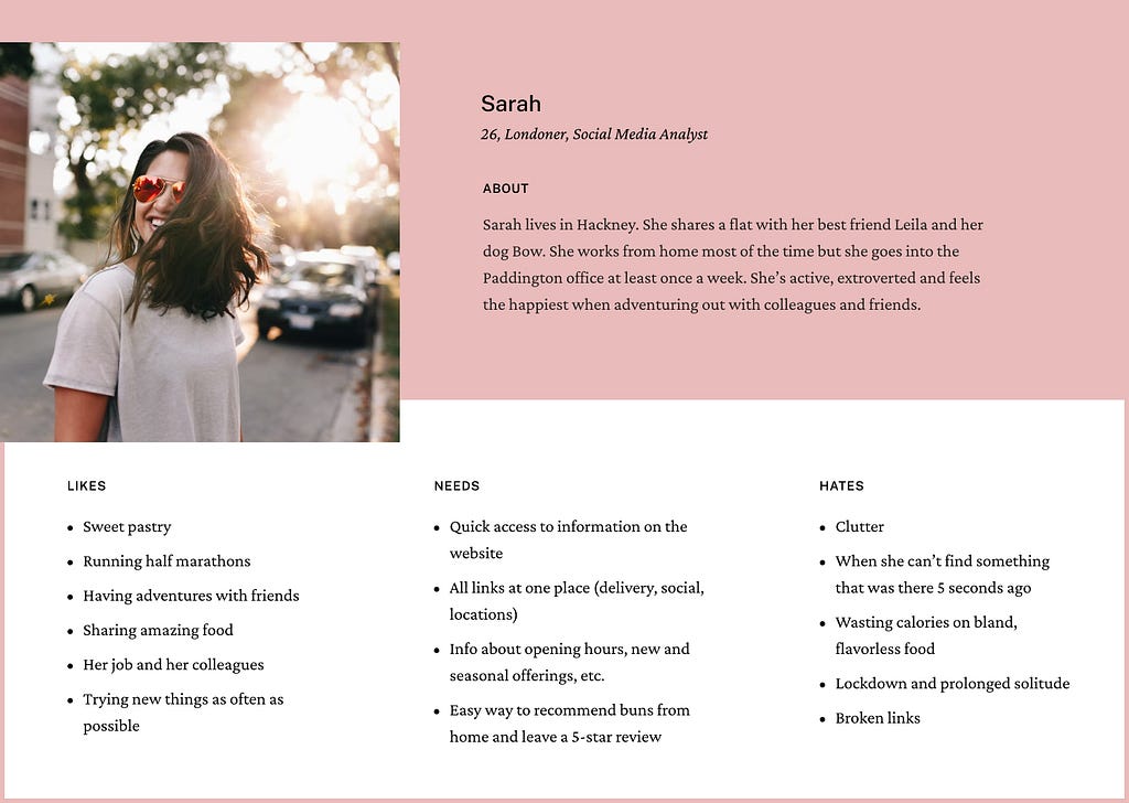 UI/UX Case Study: London Bakery Website Redesign — buns from home Persona