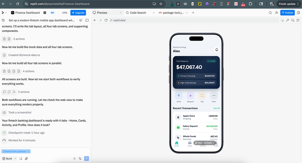 Full-stack AI tools like Replit create rapid prototypes for desktop and mobile