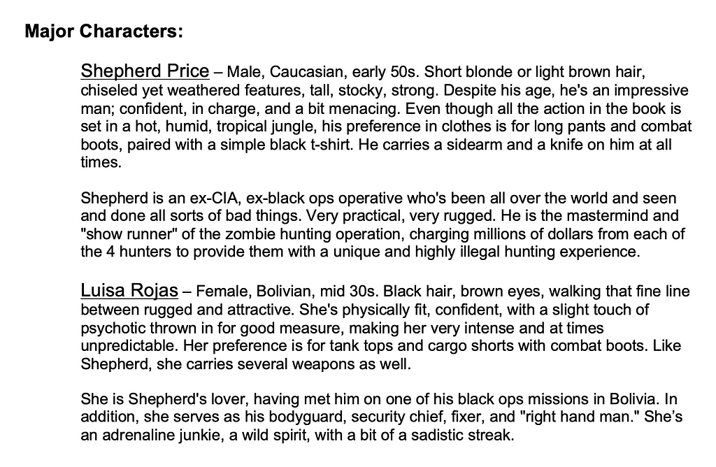 IDW Zombies Hunters character descriptions Dara Naraghi