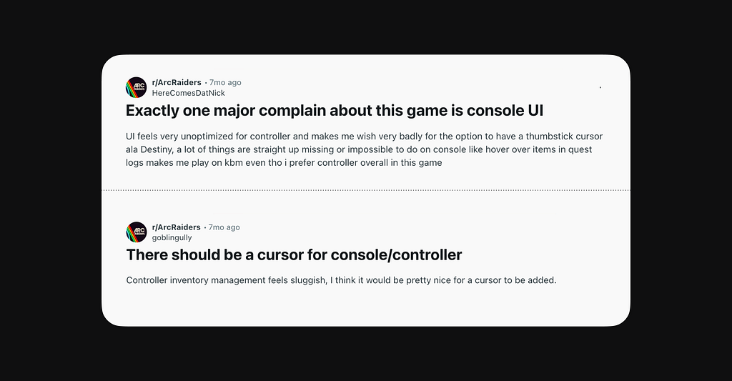 Reddit thread about Arc Raiders