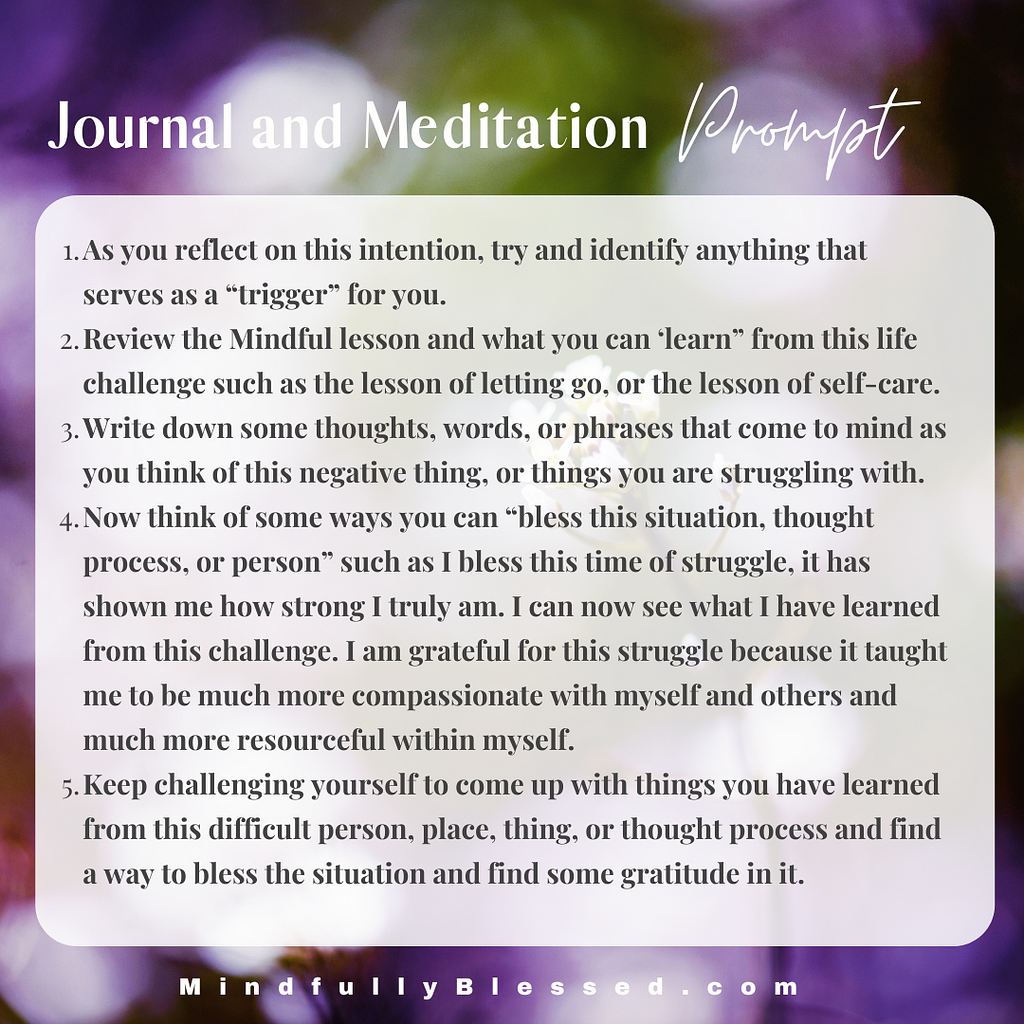 Example of a Journal and Meditation Prompt included with every Blessism.