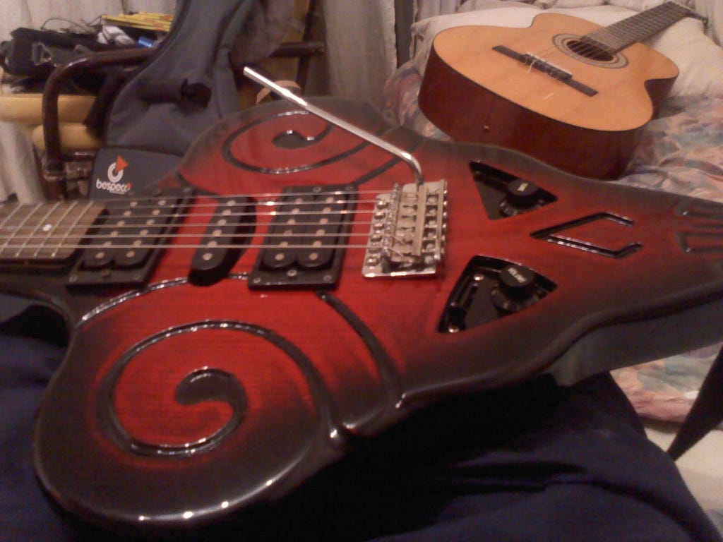 a custom red guitar I own