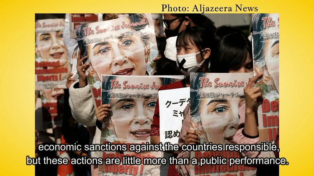 Image of Japanese people protesting for Myanmar.