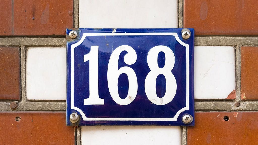 Number 168 on the wall
