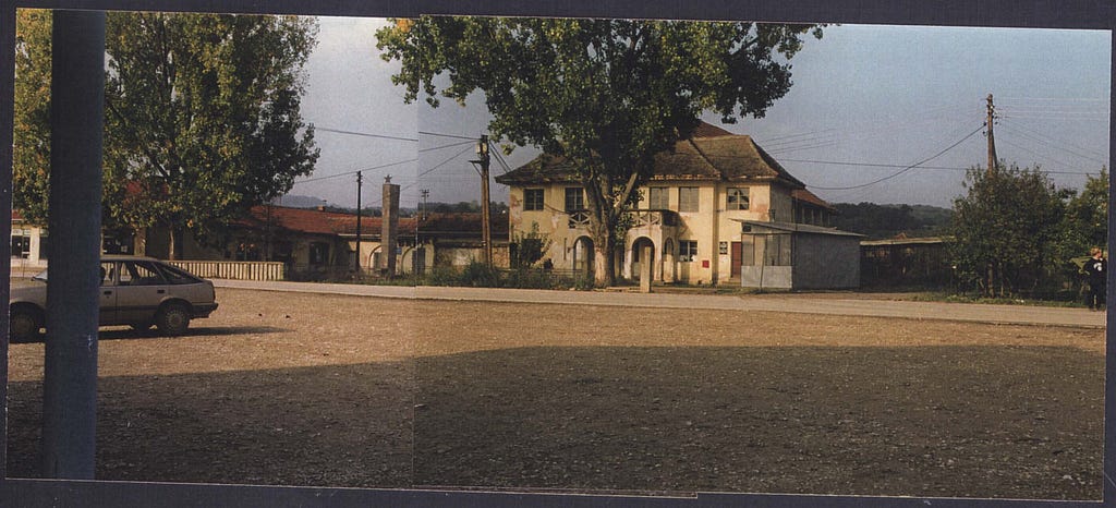 The view of the Pilica Cultural Centre, from the cafe across the street where Erdemović and his fellow soldiers rested.