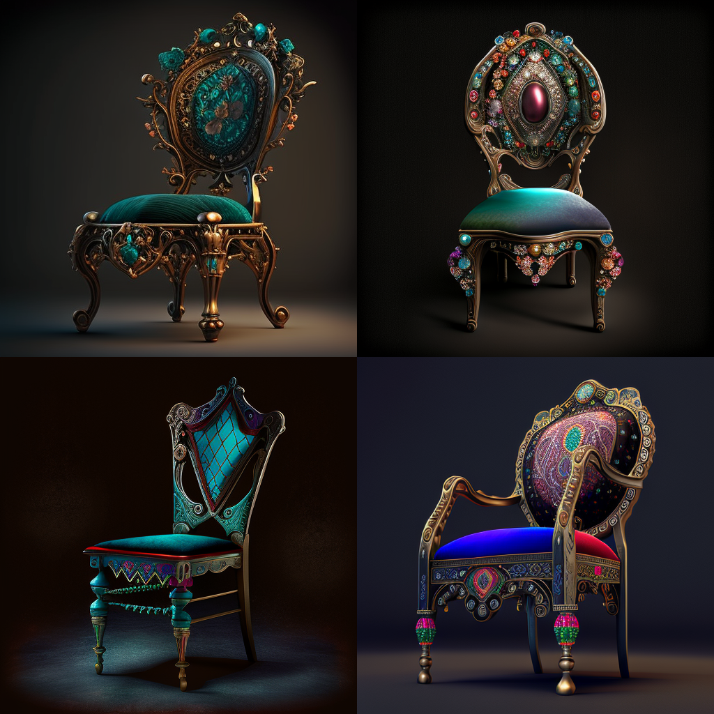 chairs, jewels