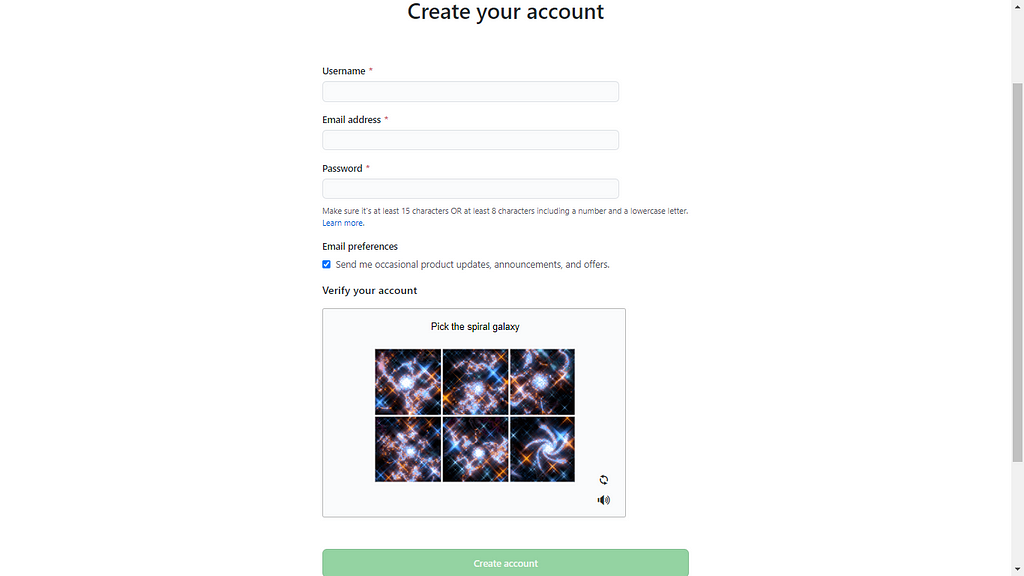 GitHub Sign up page