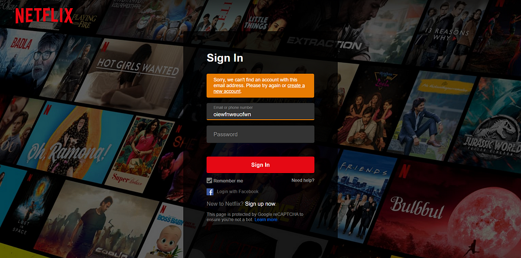 Netflix Signin page