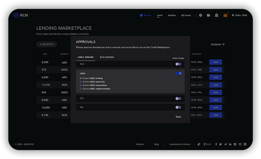 To use the USDC Engine users must enable it in the General Settings section.