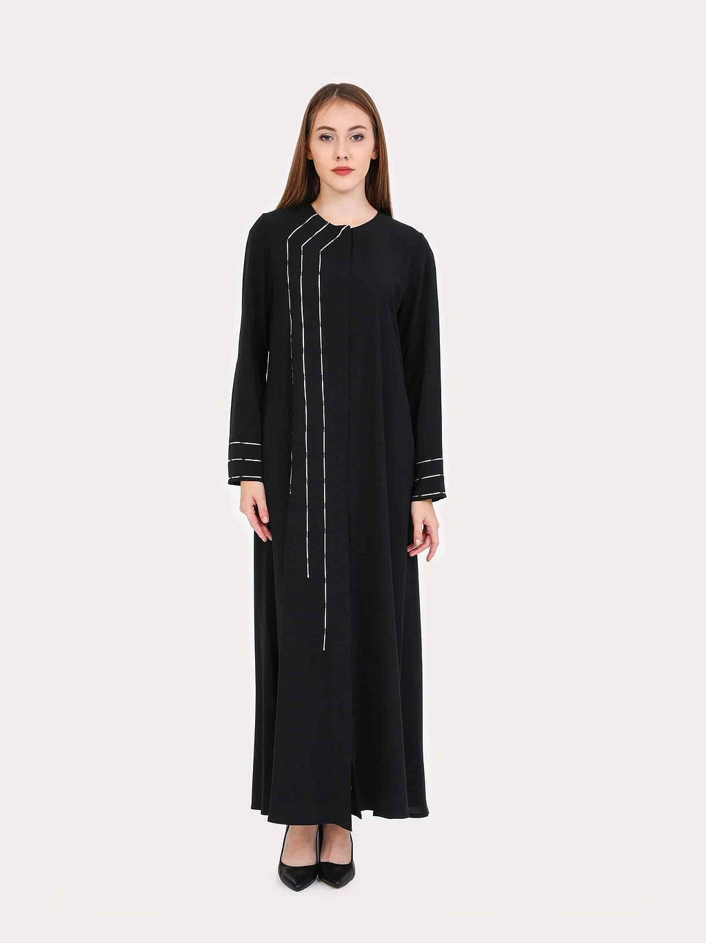 A lady with styling black abaya