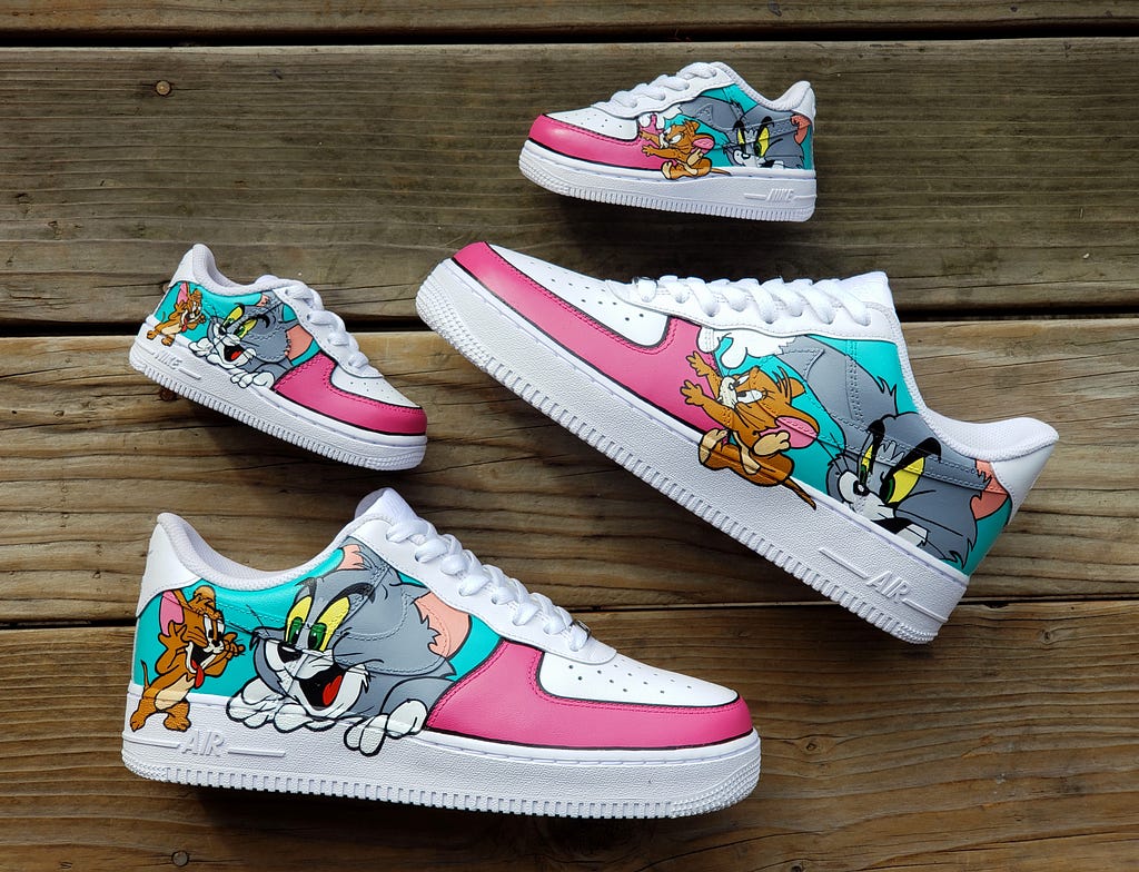 custom sneakers, “Tom & Jerry” by SQ Customs