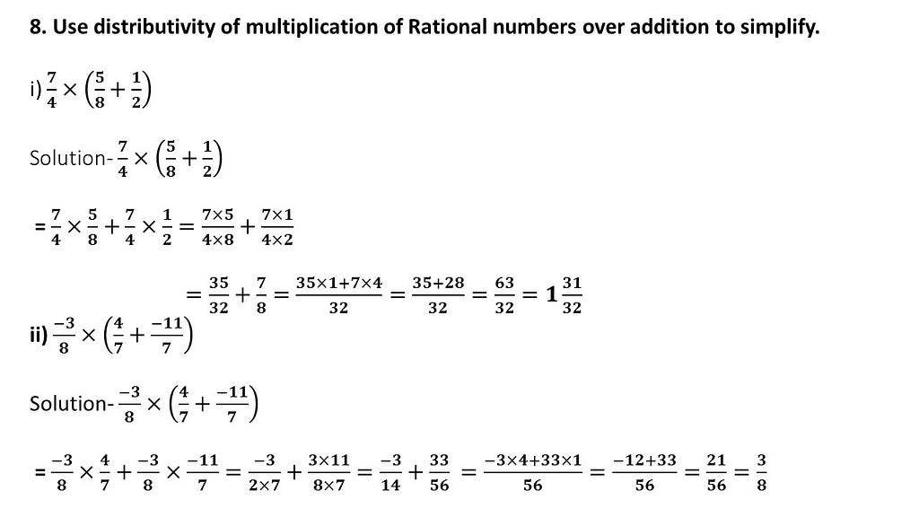 distributivity property of multiplication of rational numbers