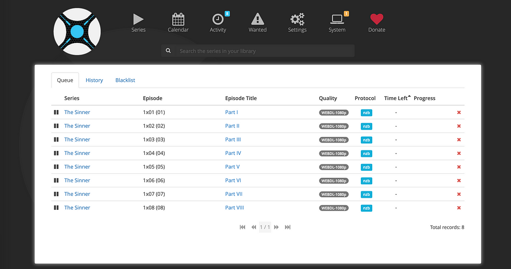 download queue sonarr activity