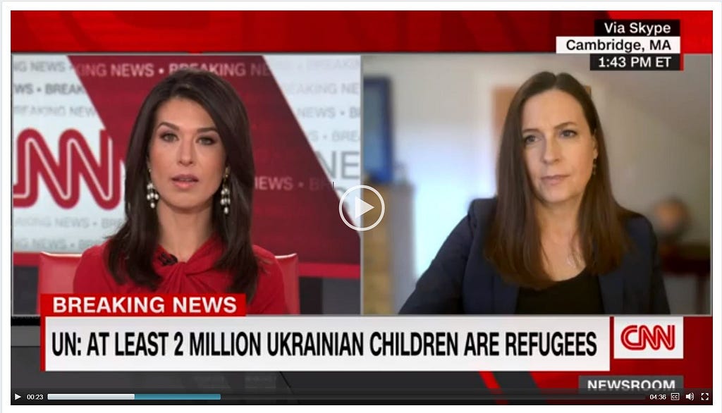 CNN News with Ana Cabrera — Theresa Betancourt (ECPC member). What can parents do to help Ukrainian children cope with war trauma?