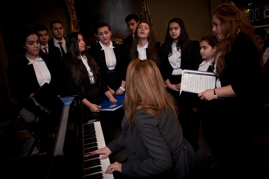 Roma children from the Musicantia community group perform for the Mayor of Dublin at the Mansion House before Christmas