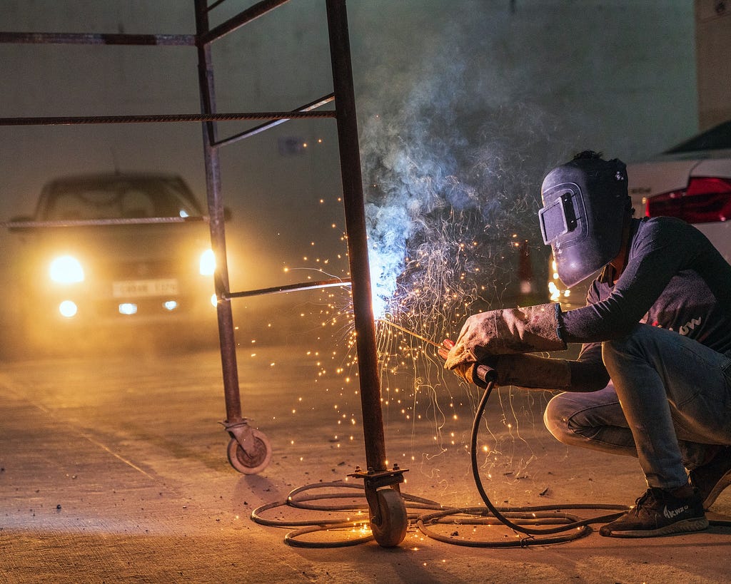 a man welding