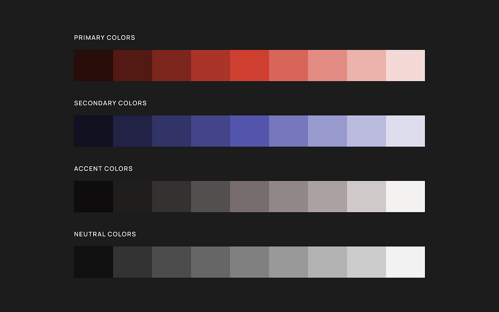 Image showing different set of colors used such as Primary, Secondary, Neutrals.