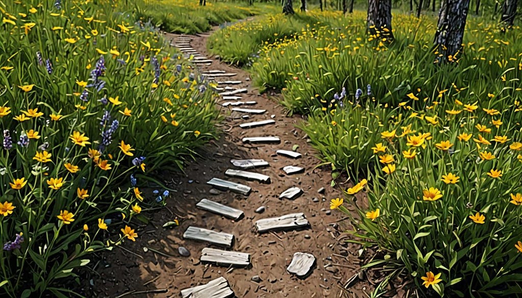 Trail along wildflower meadow