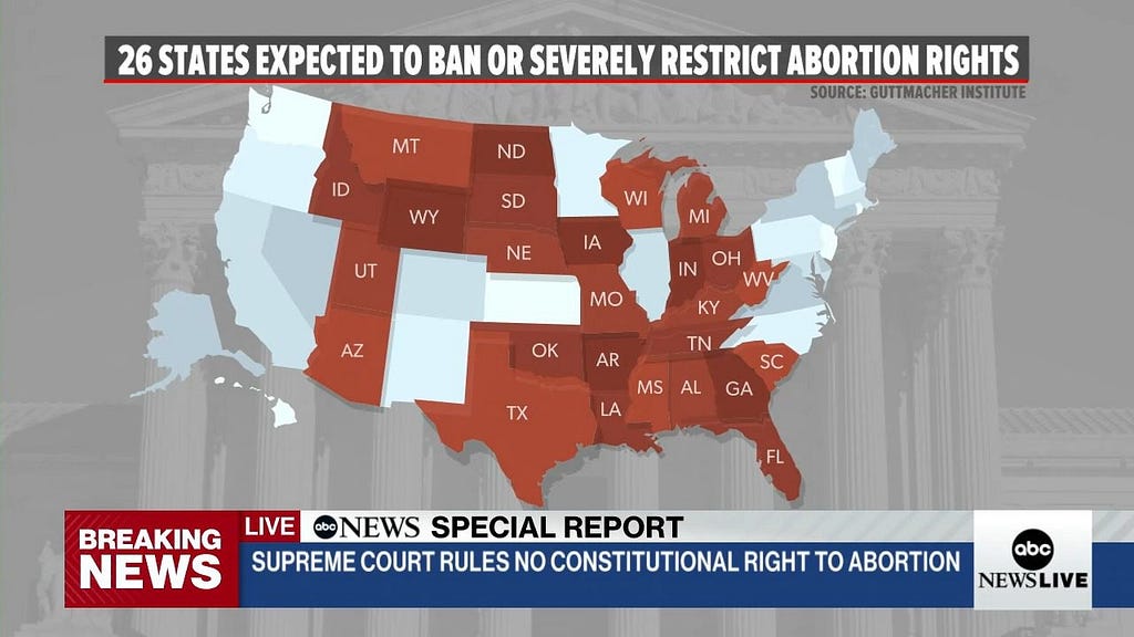 A map of states expected ban or severely restrict abortion