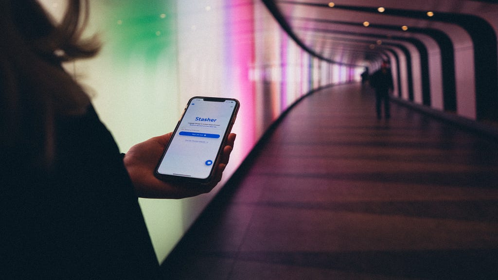 Stasher app being used in an underground tunnel