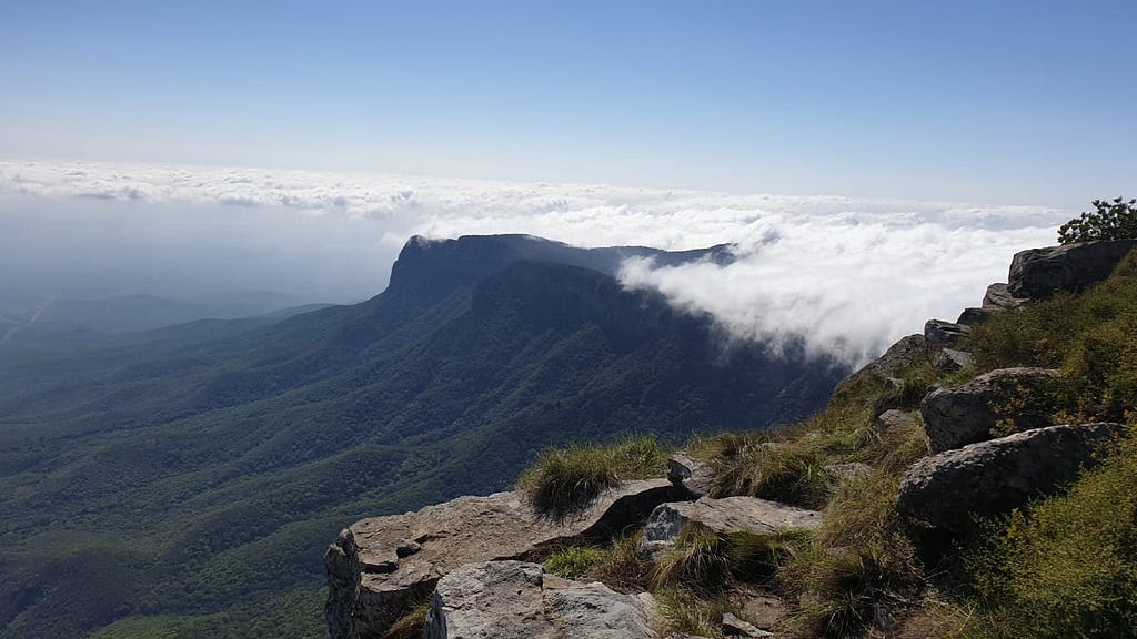 Mariepskop mountain top with low cloud cover