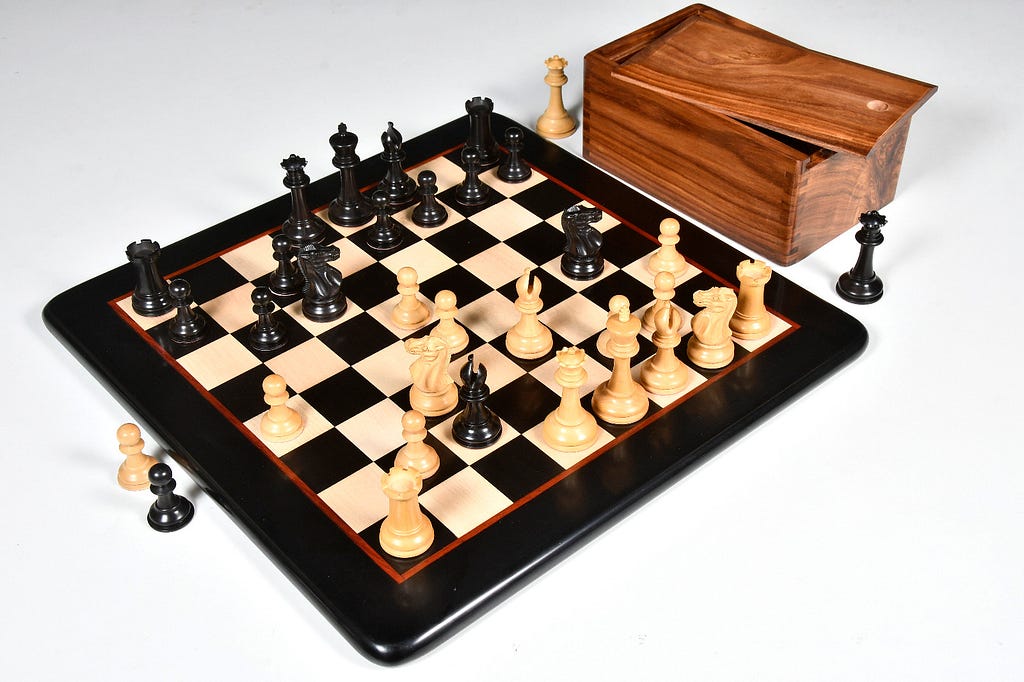 Staunton Pattern Wooden chess set in ebony and boxwood at chessbazaar