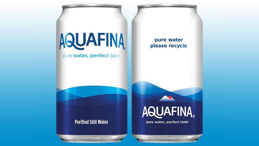 aquafina drinkable water sold in aluminium cans