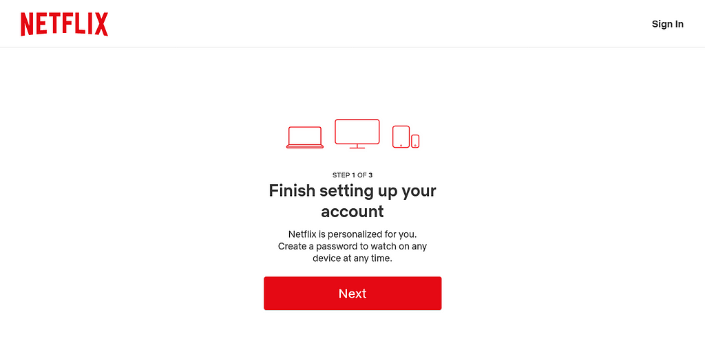 Laman registrasi Netflix yang lebih komprehensif