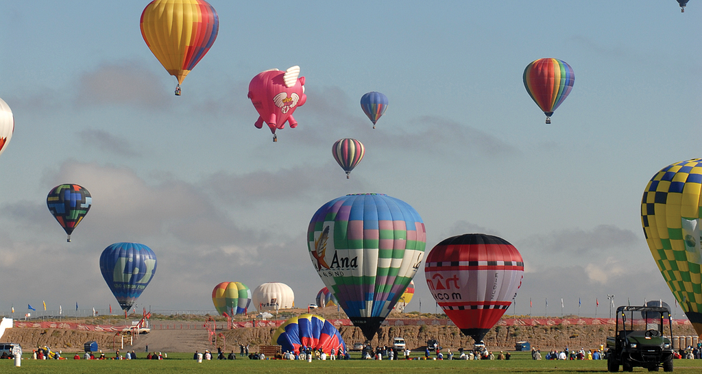 Photo of hot air balloons.