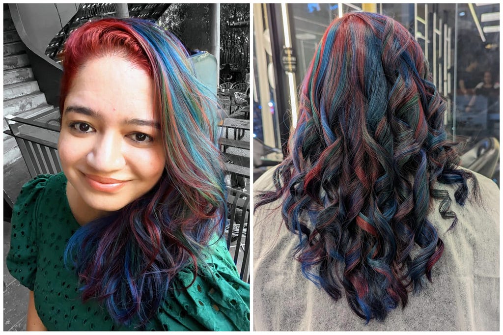Girl with colorful rainbow hair