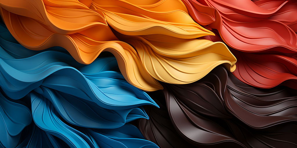 Abstract undulating colors of blue yellow red and brown
