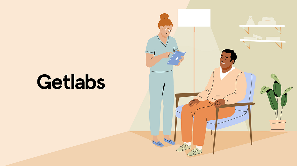 Getlabs medical professional providing remote care for a patient in their home.