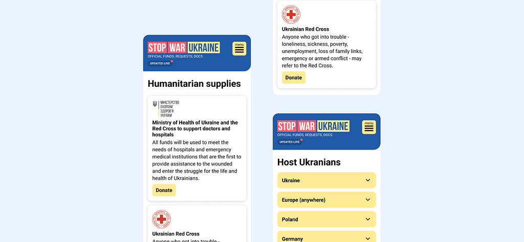 Mobile website stop-war-ukraine.com screenshots
